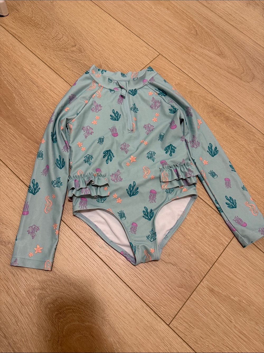 Carter's Mint Sea Life Long-Sleeve One-Piece Swimsuit